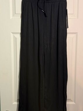 Women's Black Wide-Leg Drawstring Pants